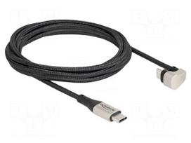 Cable | USB 2.0 | USB C plug,USB C angled plug | 2m | black | metal
