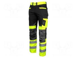 Dungarees | Size: L | black/yellow | warning,slim-fit | 270g/m2