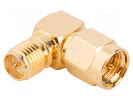Adapter | RP-SMA female,SMA male | PTFE | 50Ω | brass | gold | 18GHz