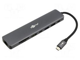 Hub USB | USB 2.0,USB 3.2 | microSD,SD | silver | Number of ports: 8