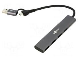 Hub USB | USB A socket x4,USB A plug,USB C plug | USB 3.2 | grey