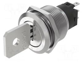Switch: key switch | Stabl.pos: 2 | ON-ON | SPDT | Cutout: Ø22mm | 90°