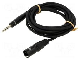 Cable | Jack 6,35mm 3pin plug,XLR male 3pin | 3m | black | PVC