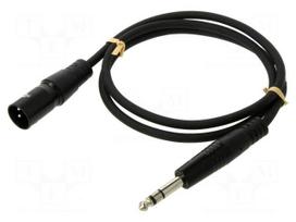 Cable | Jack 6,35mm 3pin plug,XLR male 3pin | 1m | black | PVC
