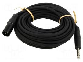 Cable | Jack 6,35mm 3pin plug,XLR male 3pin | 10m | black | PVC