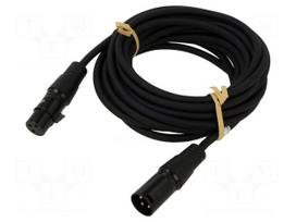 Cable | XLR male 3pin,XLR female 3pin | 5m | black | Øcable: 6mm | PVC