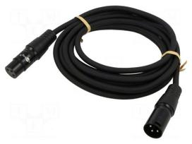 Cable | XLR male 3pin,XLR female 3pin | 3m | black | Øcable: 6mm | PVC