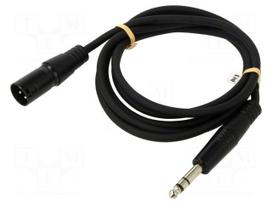 Cable | Jack 6,35mm 3pin plug,XLR male 3pin | 2m | black | PVC