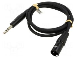 Cable | Jack 6,35mm 3pin plug,XLR male 3pin | 1.5m | black | PVC