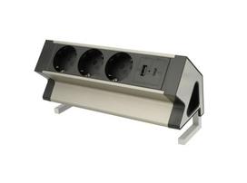 DESK BOX furniture socket 3x Schuko, 1x USB A (18W), 1x USB-C (30W) with 1.8m cable Design Light