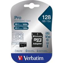SD MicroSD atminties kortelė 128GB Verbatim SDHC Pro Class 10 + adapteris mažmeninei prekybai