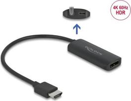 Adapteris AV Delock ADAPTER HDMI(M)->DISPLAYPORT(F)+USB MAITINIMAS KABELYJE 24CM 4K 60HZ Black DELOCK