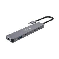 Adapteris USB-C->HDMI/3xUSB-C/USB-A 4K/60Hz 0,25m Aliuminis