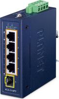 PLANET IP30 Kompaktiškas dydis 4 prievadų IGS-514PT Nemanipuliuojamas Gigabitinis Ethernet (10/100/1000) Su PoE Blue