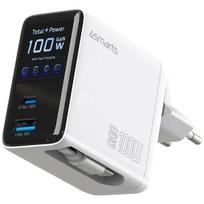 4smarts Įkroviklis GaN Flex Screen AI 100W 2 USB-C+1 USB-A, White
