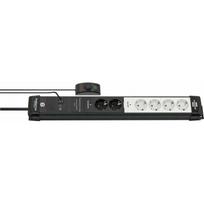 Brennenstuhl Premium-Line Comfort Switch Plus Steckdosenleiste 6-fach, 2x permanent (Black/hellGray, 3 Meter Kabel, mit Hand-/Fußschalter)