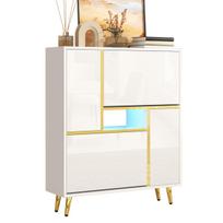 Moderni balta batų spintelė su LED, 80x25x96 cm