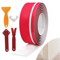 6 m lipni minkšta grindjuostė, 45 x 15 mm vandeniui atspari galinė juostelė, dekoratyvinė lanksti pvc sandarinimo juosta su grandikliu, 2 sandariklio valikliai, lenkimo kampo grindjuostės virtuvei
