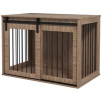 Šunų dėžė su užraktu, medžio imitacija 98x58x67 cm, riešutas+juoda