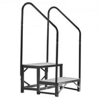 RV laipteliai 2 laipteliai su dviem turėklais 74x53x112 cm juodas plienas
