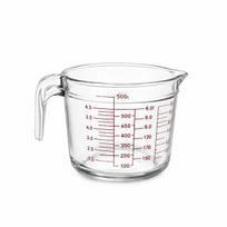 Didelė stiklinė matavimo taurelė su rankena, 500 ml, expand