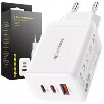 Spartusis Spacecase GaN 65W įkroviklis, 2x USB-C ir USB-A jungtys, skirtas telefonui, QC 3.0 PD PPS