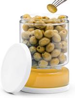 Fortidy stiklainis su sieteliu agurkų mėgėjams, 1.5 l stiklainis agurkams apversti, nepralaidus indas raugintiems agurkams, alyvuogėms, kimchi, jalapenams, be Bpa (baltas, 1.5 l, 1 vnt.)