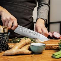 Kotai Gyuto šefo peilis, profesionalus šefo peilis, prilygsta japoniškam šefo peiliui, 20 cm ašmenys, rankų darbo ir pagaląstas, ultragarsinis Sharp 440c nerūdijantis plienas