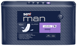 SENI Man Super Level 5 urologiniai įklotai, 15 vnt.