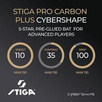 Stiga Pro Carbon+ Cybershape stalo teniso raketė, 5 žvaigždučių profesionali stalo teniso lazda su šešiakampio formos galvute puolantiems žaidėjams