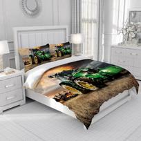 Leleyouzer 3d patalynės komplektas su traktoriumi, 135 x 200 cm, traktoriaus rašto antklodės užvalkalas vaikams ir berniukams, minkštas ir patogus mikropluoštas, 3 dalių komplektas su užtrauktuku