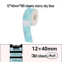 Compatible Thermal Label Paper for Yakelai D30 Ningyou P15 Portable Printer, Self-Adhesive for Supermarket Product Labels. 14*40*160 (sheets) 1 roll Starry Blue white