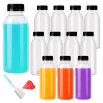 Ybcpack 12 vnt. karščiui atsparių 450 ml plastikinių butelių užpildymui, tinkami plauti indaplovėje, pagaminti iš Pp plastiko, daugkartinio naudojimo sulčių buteliai su valymo šepečiu ir silikoniniu piltuvėliu
