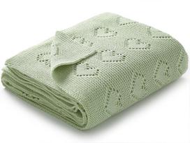 Mimixiong kūdikio antklodė, pagaminta iš 100% medvilnės - minkšta megzta antklodė, puikiai tinkanti naujagimiui, 100 x 80 cm (šviesiai žalia)