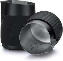 Normcore nerūdijančio plieno pieno ąsotis - kompaktiškas, be rankenos - Barista pieno ąsotis - nerūdijančio plieno pieno ąsotis kapučino ir latte menui - apvalus snapelis (600 ml, juodas)