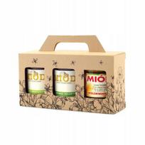 Dėžutė 3x315ml stiklainiams su medaus motyvais