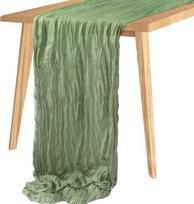Fowecelt stalo takelis, šalavijų žalumo sūrio audinys Boho: 90 x 400 cm sūrio audinio stalo takelis, šalavijų žalumo audinio marlės staltiesė Boho kaimiškos dekoracijos vestuvių dekoravimui, priėmimui, nuotakos vakarėliui