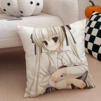 Cartoon Kwaii Y-Yosuga No Sora Anime Pillow Case Anti-dustmite Pillowcase Invisible Zipper Silky Short Plush Sofa Cushion Cover 12x12Inch white