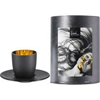 Puodelis espresso kavai su lėkštute dovanų dėžutėje Cosmo GOLD