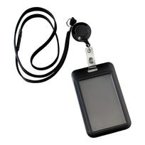 Retractable Card Holder with Removable Neck Lanyard Retractable ABS Badge Holder For Office School And Daily Commuting 1 black