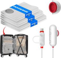 Vacuum bags drabužiams su usb siurbliu, 6 vnt. vakuuminiai maišai drabužiams (2 x 40 x 40 cm, 2 x 40 x 50 cm, 2 x 40 x 60 cm), daugkartinio naudojimo vakuuminiai maišai kelionėms - vietą taupančios kelionės priemonės