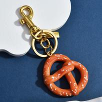 Alkaline Water Bread Shape Keychain Simulation Pretzel Bag Pendant Creative Car Key Chain Pendant blue