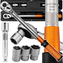 Replinis raktas NEO TOOLS 40–210 Nm, su galvutėmis 17, 19, 21 mm, ±3%