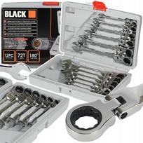 Raktų rinkinys su reketu, 8–19 mm, 12 vnt., juodi, lagaminėlyje