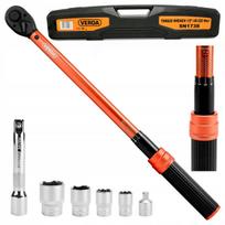 Ratlankių sukimo raktas 1/2", 40–220 Nm, su 4 galvutėmis (17, 19, 21, 24 mm), lagaminėlis