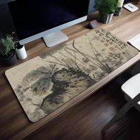 Chinese Art Buddhism Aesthetics Mouse Pad Nonslip Thickened Large Writing Lockedge Office Student Gaming Cushion MousePad M 300x800x2mm gray