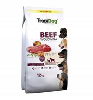 Sausas ėdalas šunims TROPIDOG Beef, 12 kg, vidutinėms ir didelėms veislėms