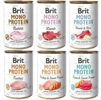 Šunų konservai BRIT Mono Protein, įvairių skonių rinkinys, 6 x 400 g, 3 vnt. komplektas