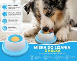 Šuns laižymo dubenėlis su interaktyviu rutuliuku lėtam maitinimui