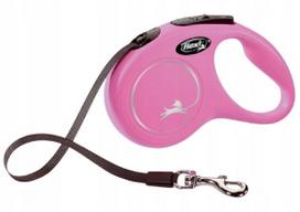 Automatinis pavadėlis Flexi New Classic, 5 m, rožinis, S dydis